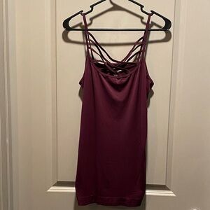 Zenana Burgundy Strappy Cami Seamless Tank Stretch Layering Top Plus 2X 3X